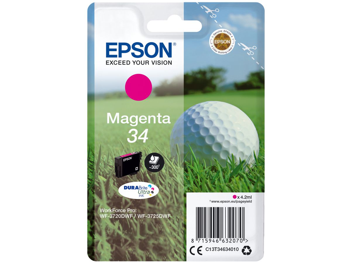 Epson Golf ball Singlepack Magenta 34 DURABrite Ultra Ink