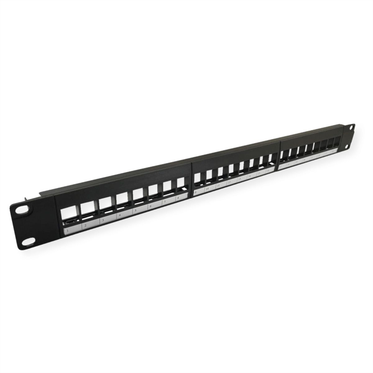 VALUE 19-Zoll-Keystone-Modulträger, 24 Ports, 1HE, ungeschirmt, schwarz