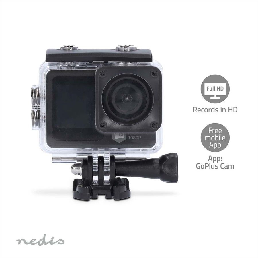 Nedis Action Cam 1080p, Dualscreen, 12Mp. 30fps, Wasserdicht bis 30m