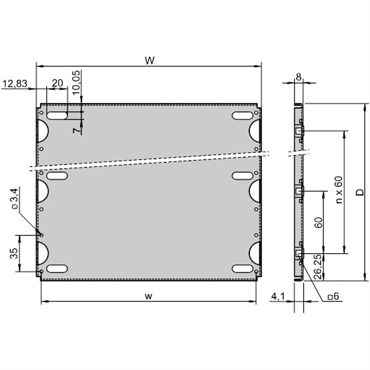 SCHROFF Montageplatte Standard - MONTAGEPLATTE 160T 28TE