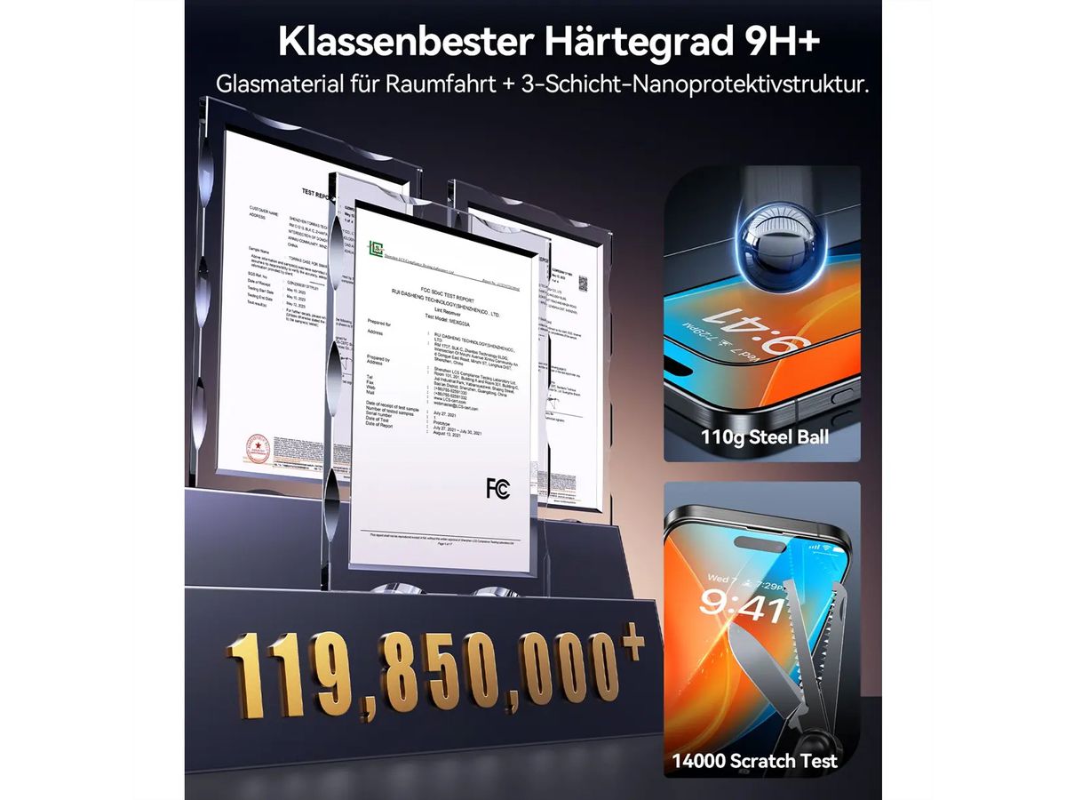 Torras Install Master Displayschutz, iPhone 16, transparent