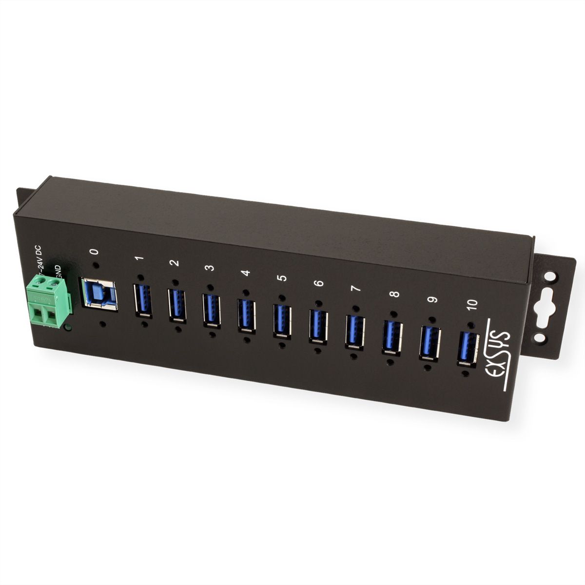 EXSYS EX-1110HMVS Hub à 10 ports USB 3.2,Gen1 protection de surtension et boîtier métal
