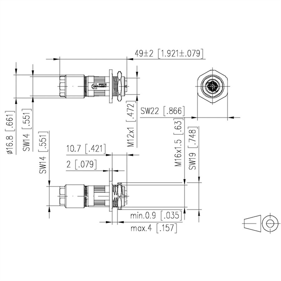 METZ CONNECT M12 Buchse IP67 gerade Flanschgeschirmt, X-kodiert, Cat.6A