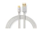 Nedis USB 2.0 Kabel, Typ C - Typ A, ST/ST, 15W, silber, 2m