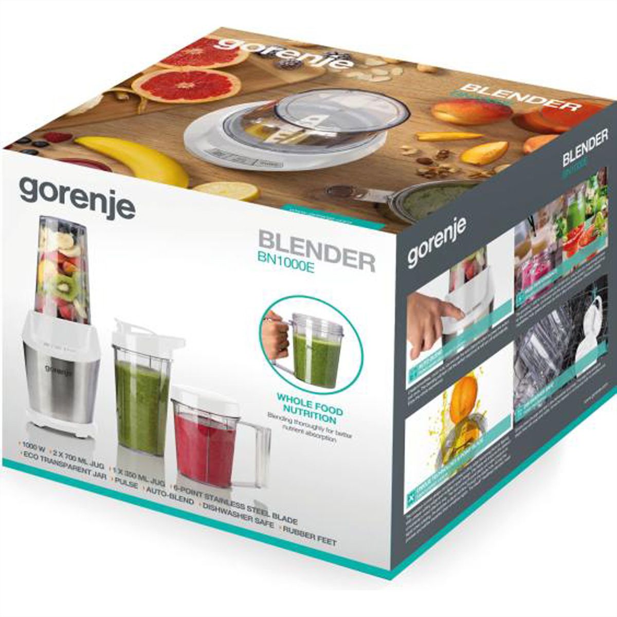 Gorenje Blender BN1000E, 1000 W, blanc/argent