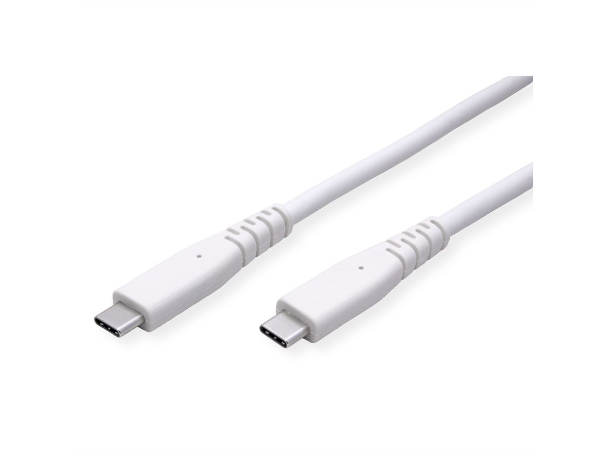 VALUE Câble compatible USB 3.2 Gen2, avec PD, C-C, M/M, 4K UHD-1, 10Gbit/s, Emark, 60W, blanc, 5 m