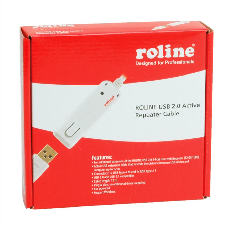 ROLINE Rallonge USB 2.0 blanche pour 12.04.1085, 12 m