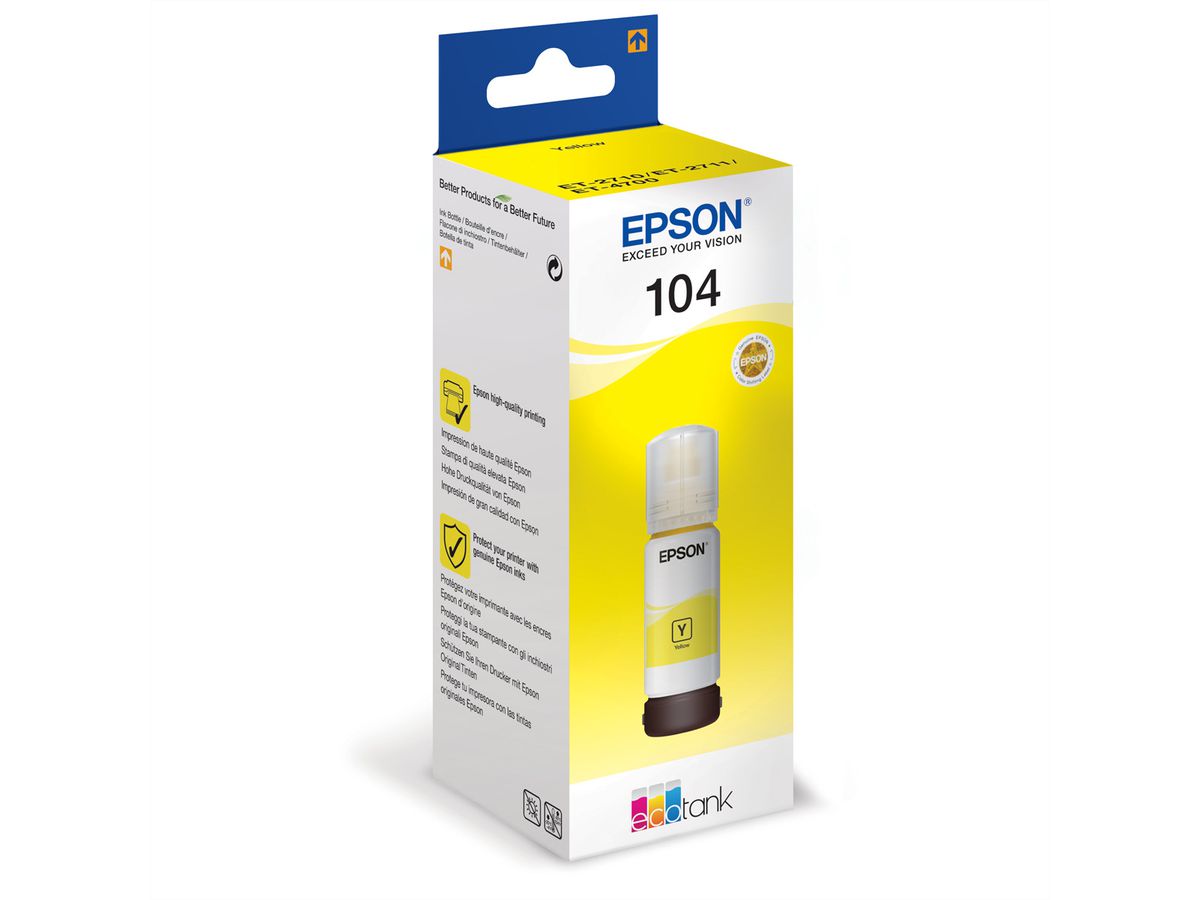 C13T00P440, Cartouche, jaune, EcoTank 104 pour EPSON ET-2710 / ET-2720