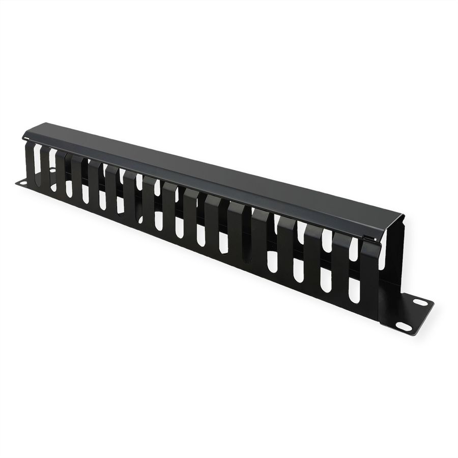 VALUE 19-Zoll-Frontplatte 1 HE mit Rangierkanal 40 x 80 mm, schwarz