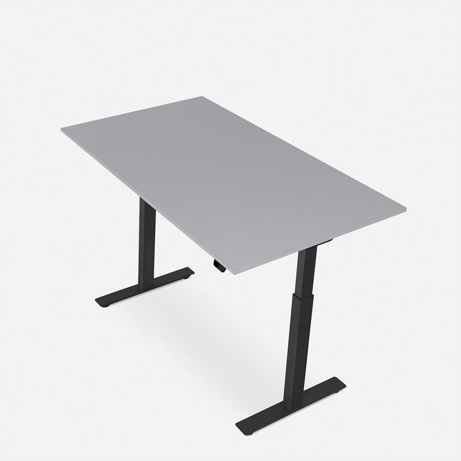 WRK21 Schreibtisch Smart 120 x 80 cm, Höhenverstellbar, Grau Uni / Schwarz