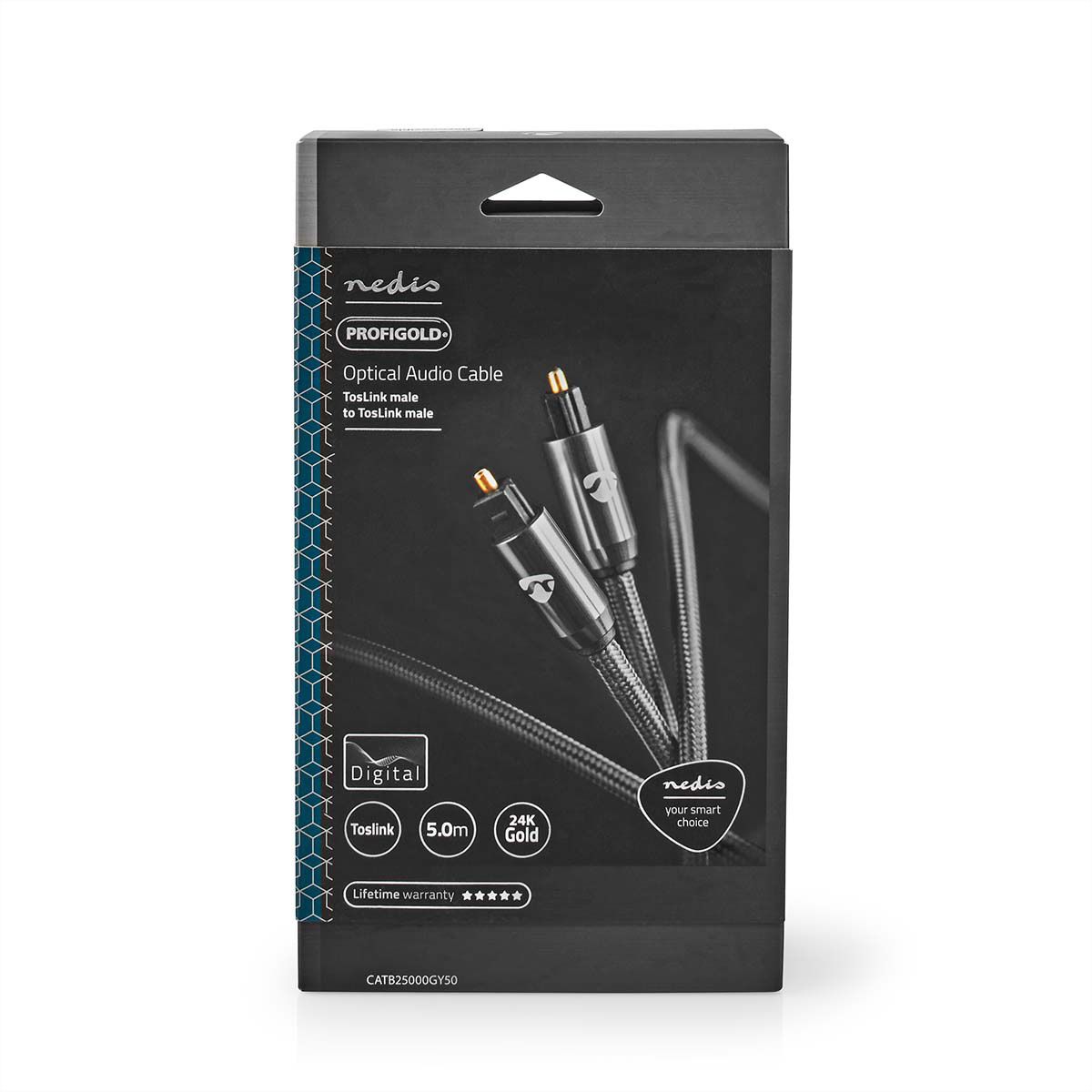 Nedis Optisches Audiokabel Toslink, ST/ST, grau, 5 m