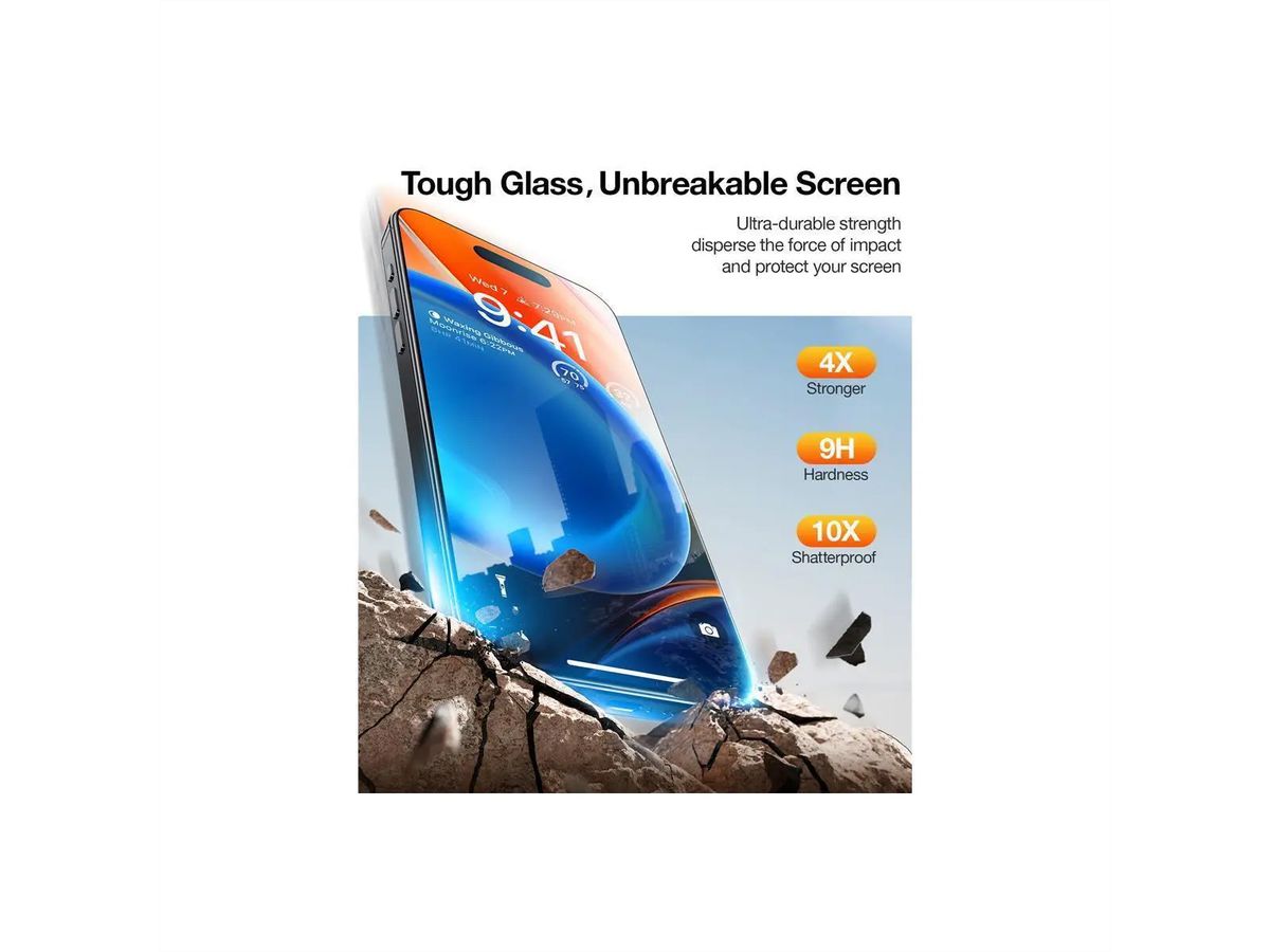 Torras Displayschutz Panzerglas GlassGo Privacy, iPhone 15/14 Pro, transparent