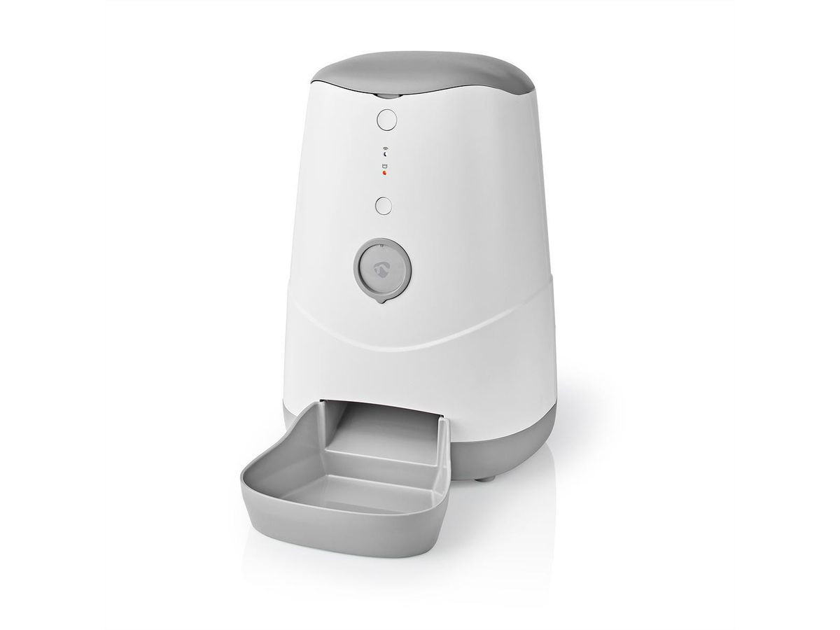 Distributeur de nourriture Nedis SmartLife Wi-Fi 3,7 l pour chiens et chats, Android™ / IOS, Blanc, Gris