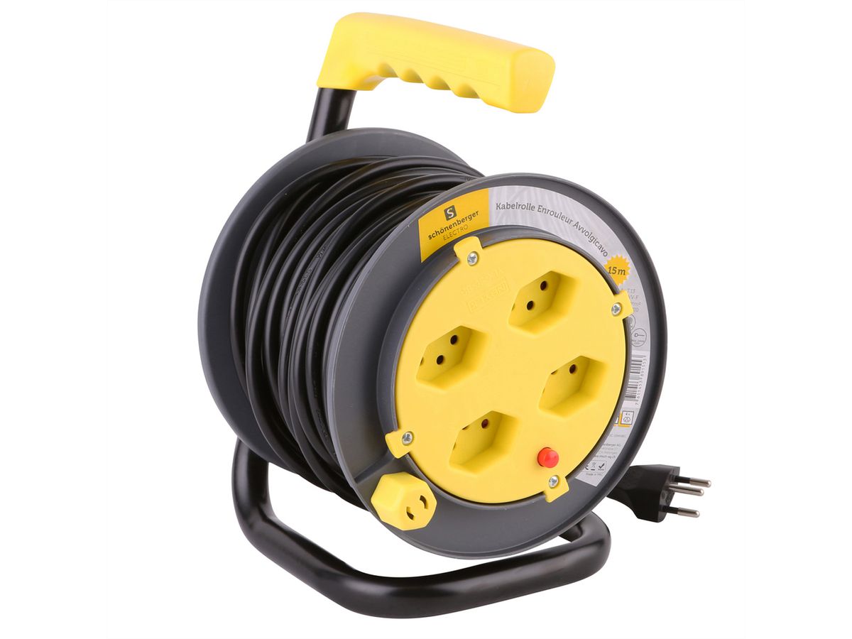 Schönenberger Kabelrolle Color, 4x T.13, 15m Kabel H05VV-F-3G1mm2