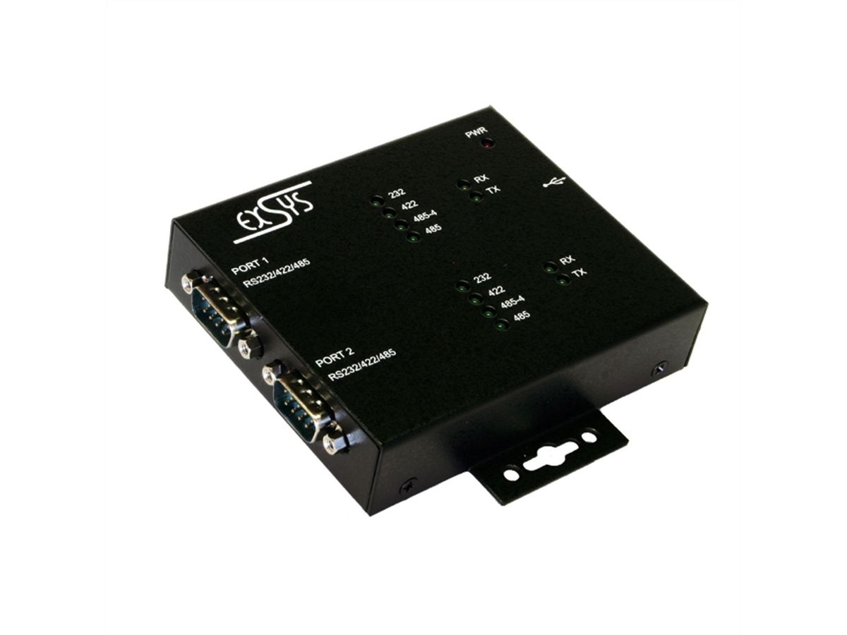 EXSYS EX-1333VIS USB2.0 zu 2 Seriell RS-232/422/485  Überspannungs-Schutz und Optische Isolation