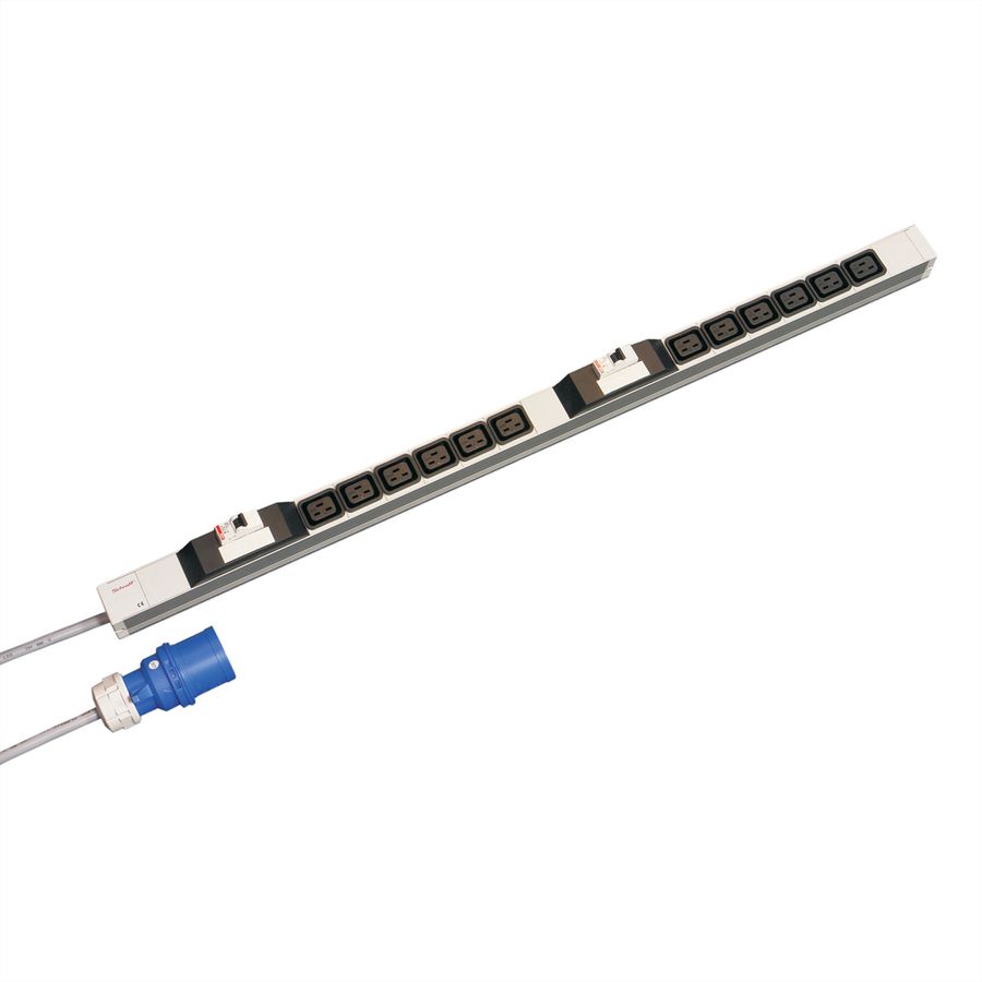 Bâti de prises SCHROFF, IEC C19, 32 A, Fiche IEC 60309, 12x IEC C19, Fusible 2x16 A