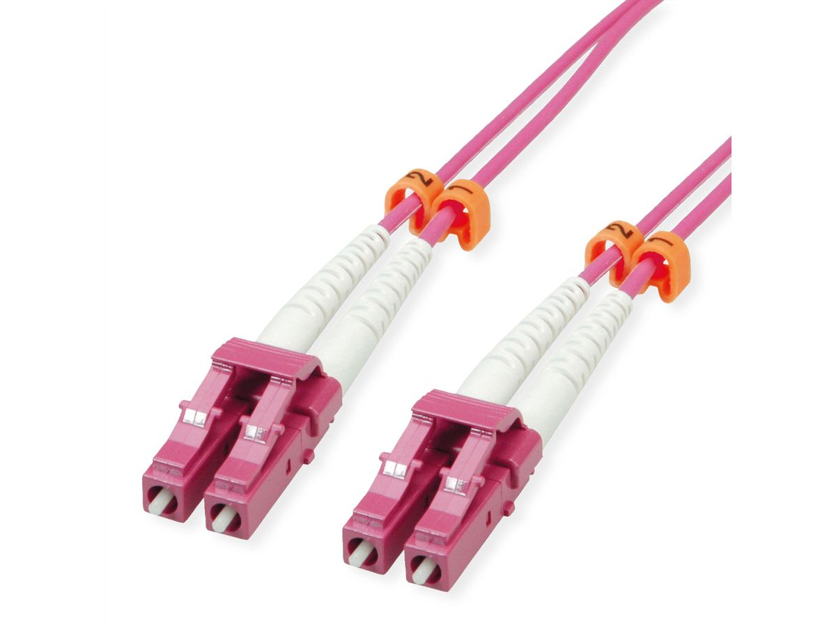 VALUE LWL-Kabel 50/125µm OM4, LC/LC, Low-Loss-Stecker, violett, 0,5 m