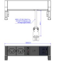 BACHMANN DESK2 2xCH 90° 1xUSB A/C 22W, SUISSE
