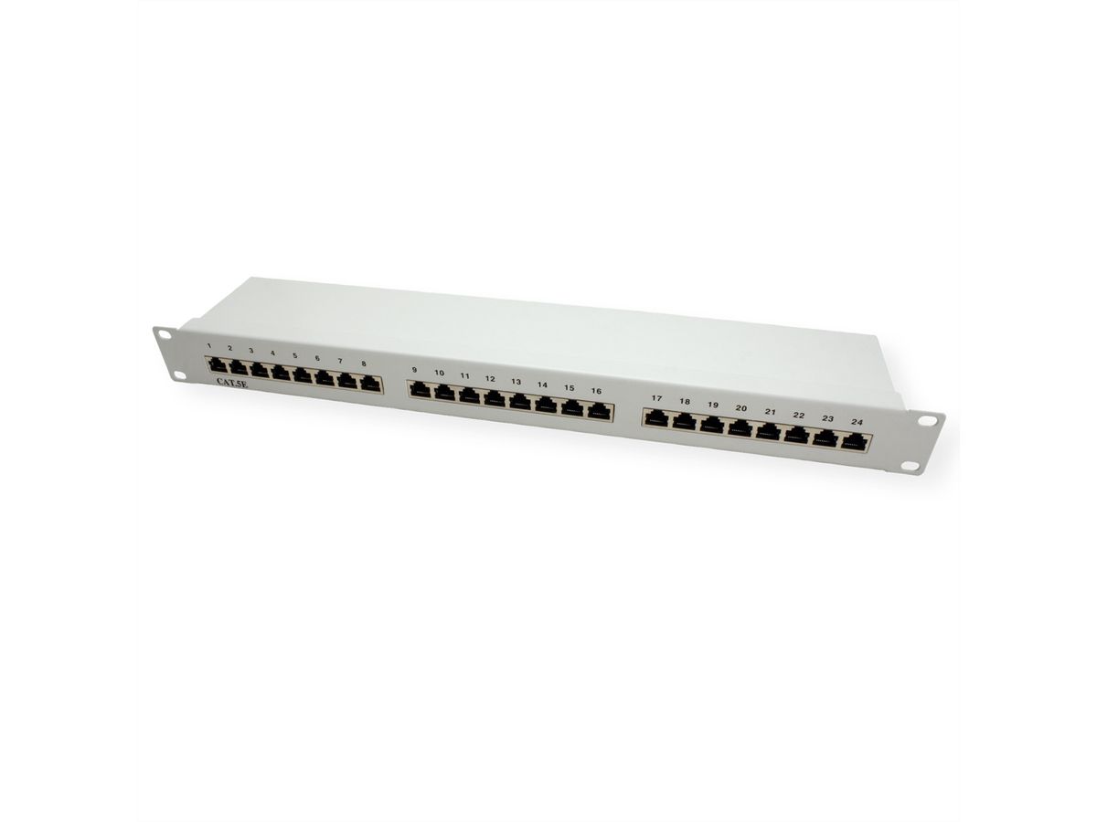 VALUE Kat.5e (Class D) 19"-Patchpanel, 24P, geschirmt, grau