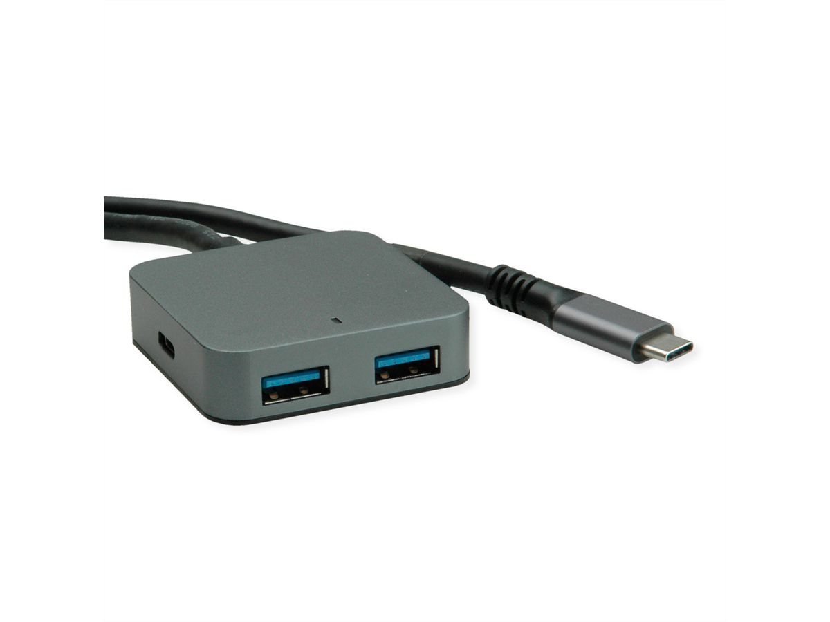 VALUE USB 3.2 Gen 2 Hub, 4 Ports (2x USB-A + 2x USB-C), mit Verlängerungskabel, 3 m