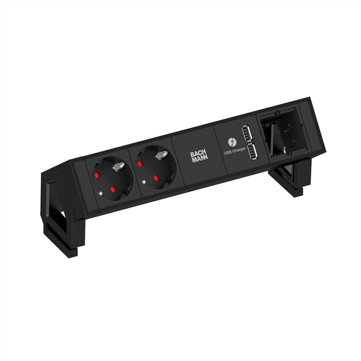 BACHMANN DESK2 2x contact de protection 1x chargeur USB 1x ABD, noir