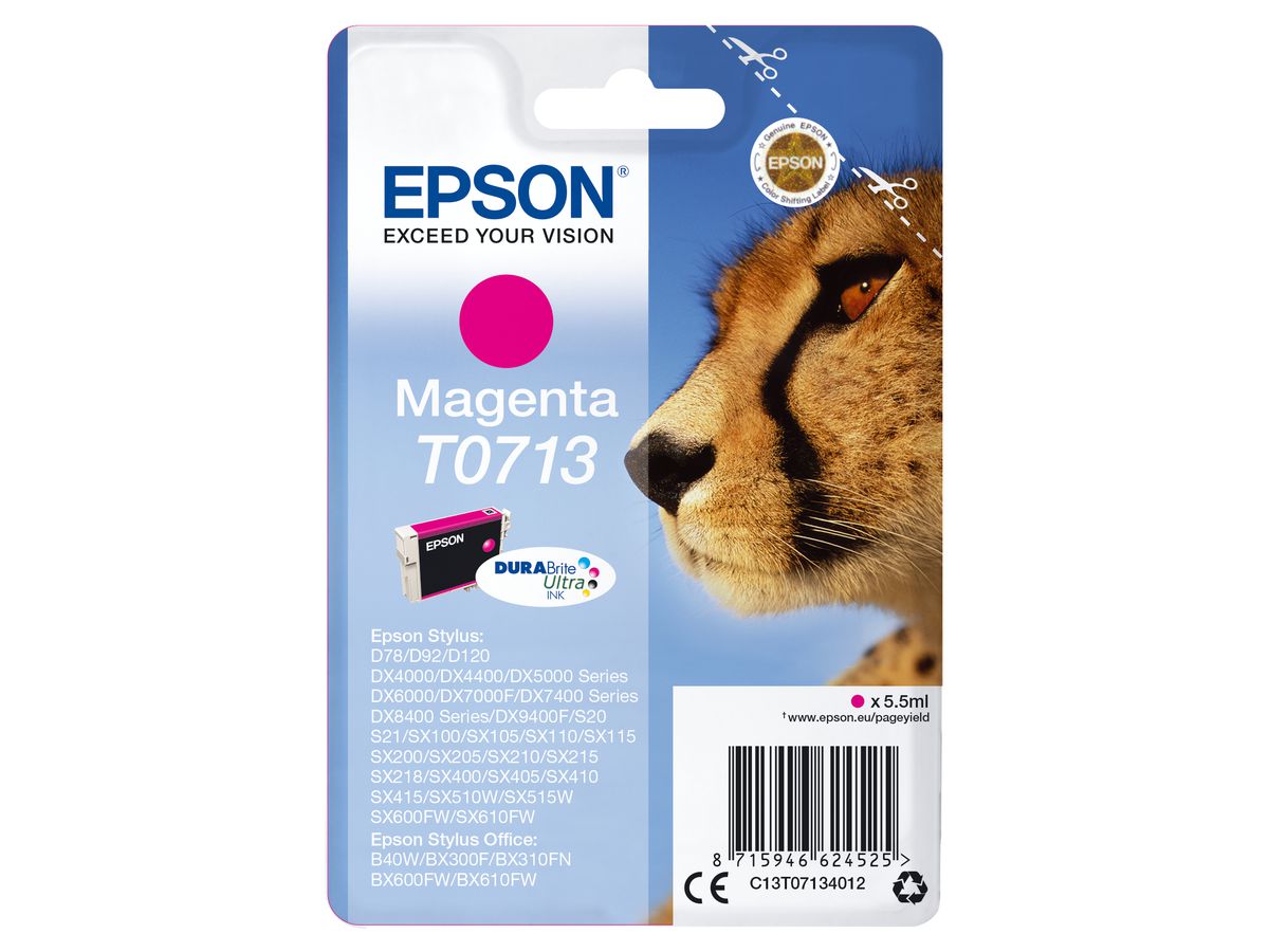 Epson Singlepack Magenta T0713 DURABrite Ultra Ink