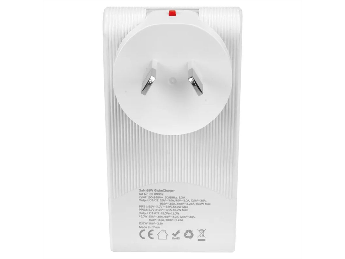 Steffen Reiseladeadapter World PD 65W, 2xUSB-C, max. 5A weiss