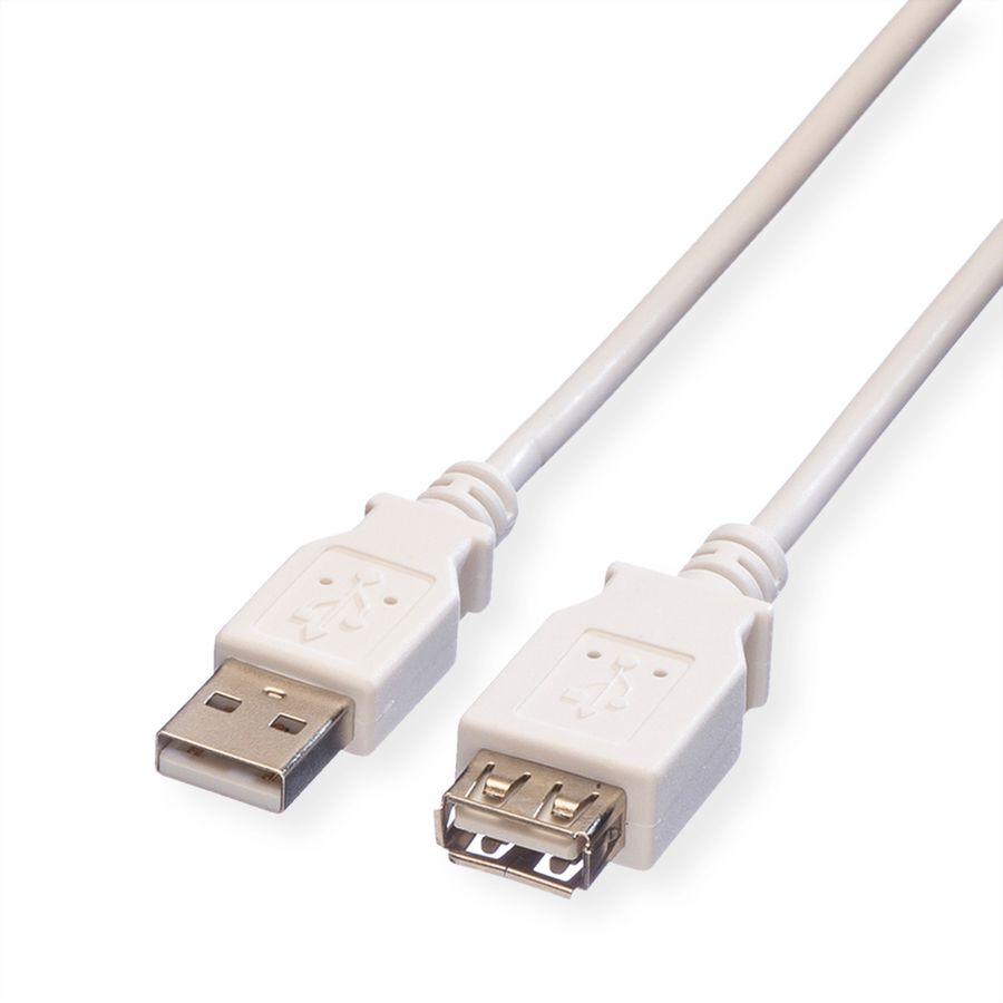 VALUE Câble USB 2.0 Type A-A, M/F, blanc, 0,8 m