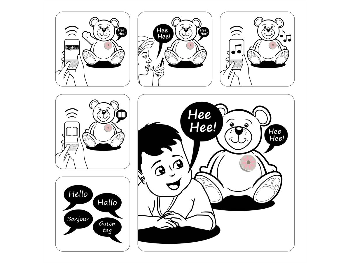 Alecto Baby HeeHee - Bouton vocal, transforme votre peluche en un ami interactif, Blanc