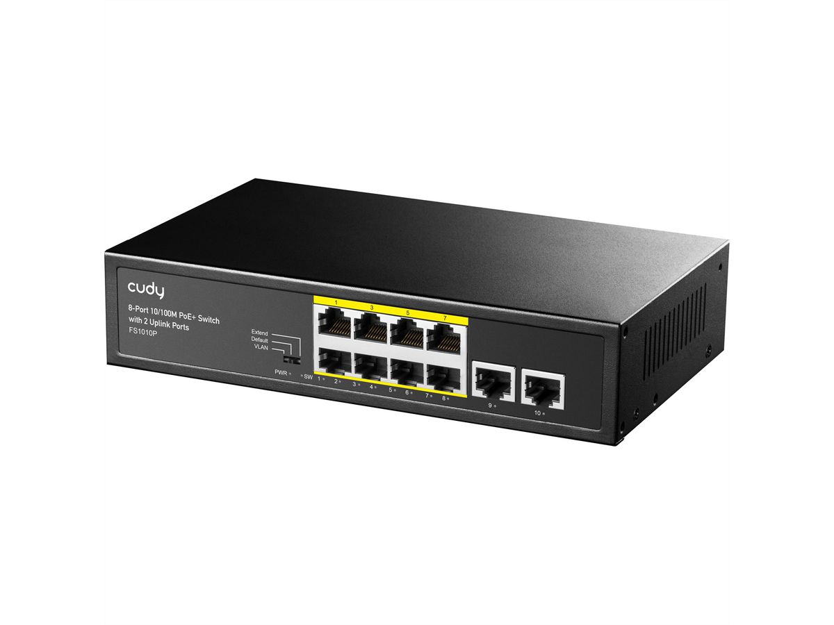 CUDY FS1010P 8-Port 10/100M PoE+ Switch 2 Uplink Ports 120W