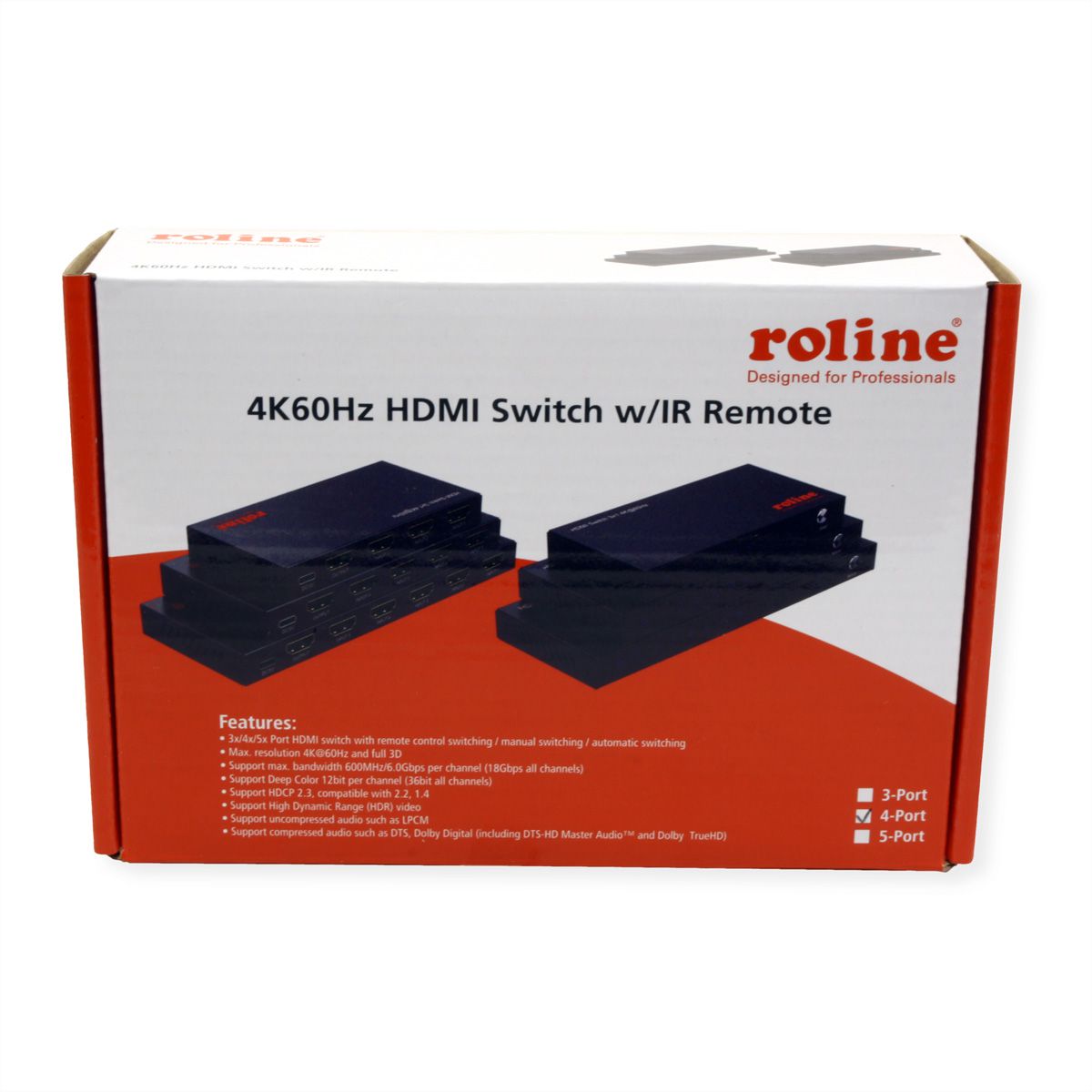 ROLINE 4K HDMI Switch, 4-fach, mit Fernbedienung