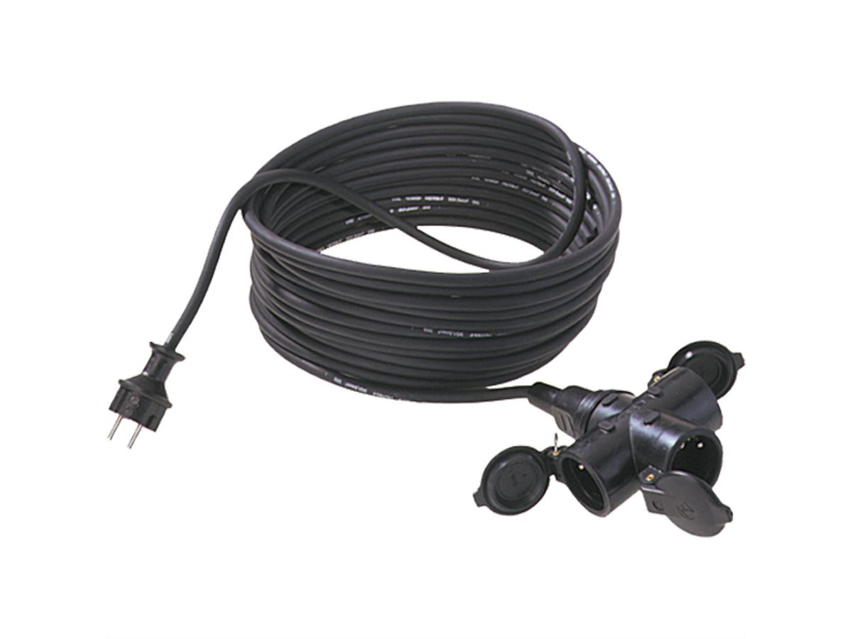BACHMANN Câble prol. 3G1,5mm² noir,5m,3x, ALLEMAND, noir, 5 m