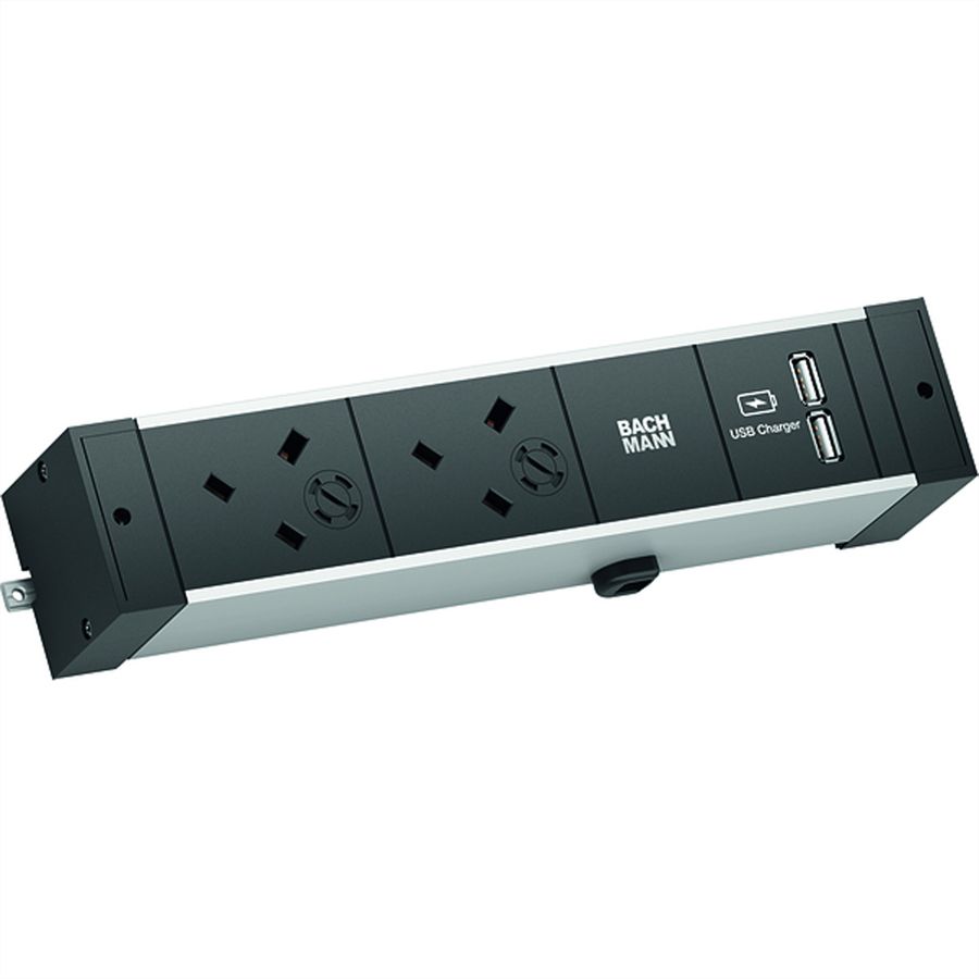 BACHMANN DESK RAIL 2xUK USB Charger, UK