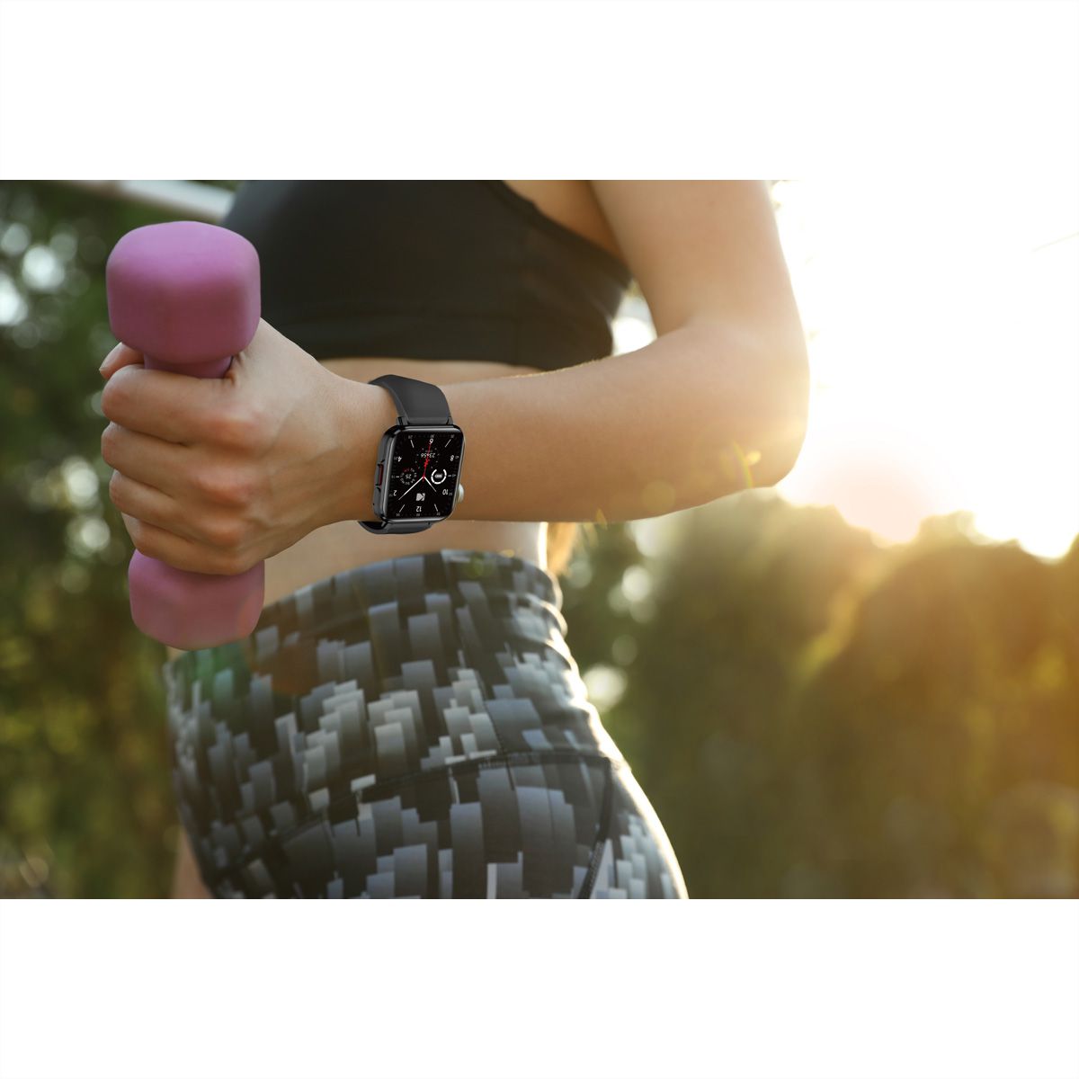 Kodak Smart Watch SW-7204, Boîtier en argent sablé et bracelet gris foncé