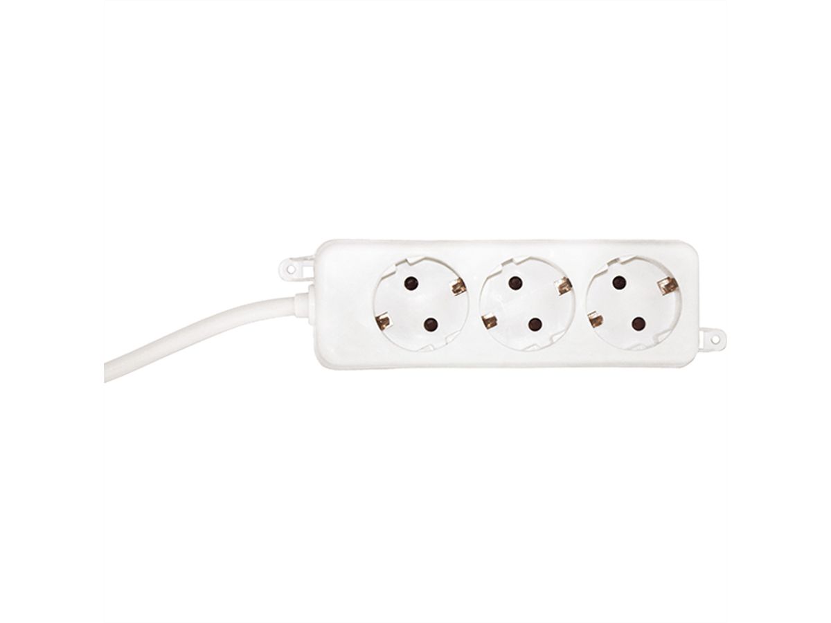 BACHMANN SELLY bloc multiprise 3x contact de protection, pattes de montage, blanc, 3 m