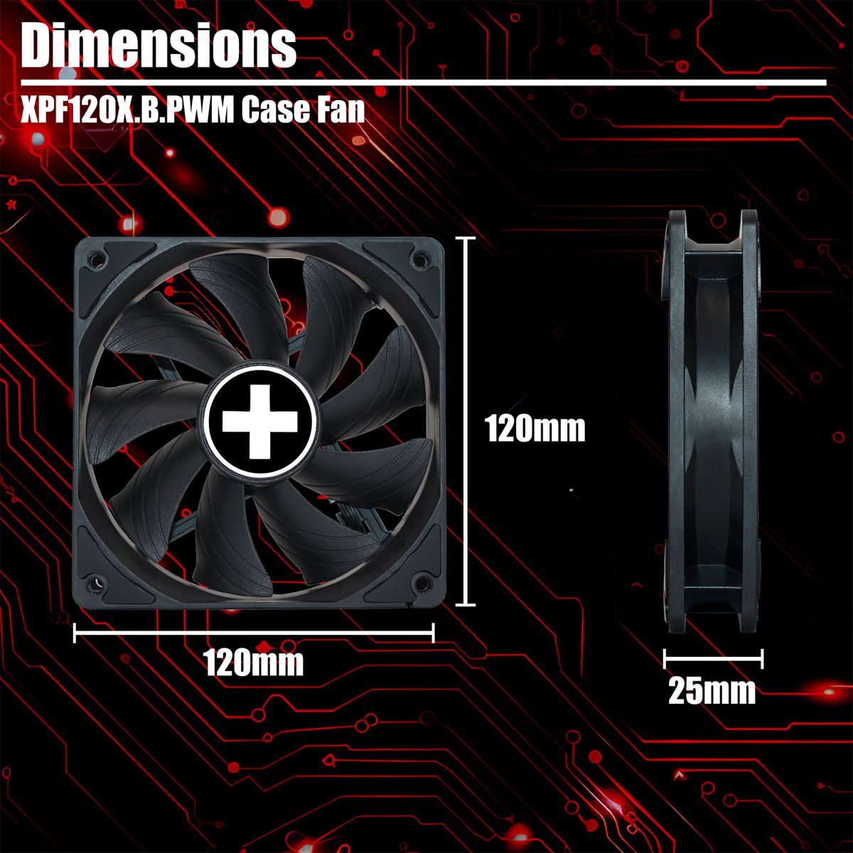 Xilence XPF120X.B.PWM 120mm PWM FDB Gehäuselüfter, 4PIN, schwarz