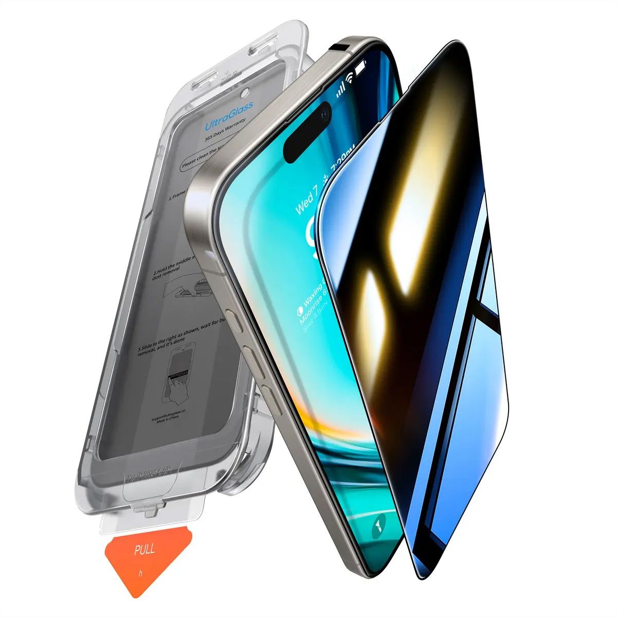Torras Install Master Displayschutz, Privacy, iPhone 16 Pro Max, transparent