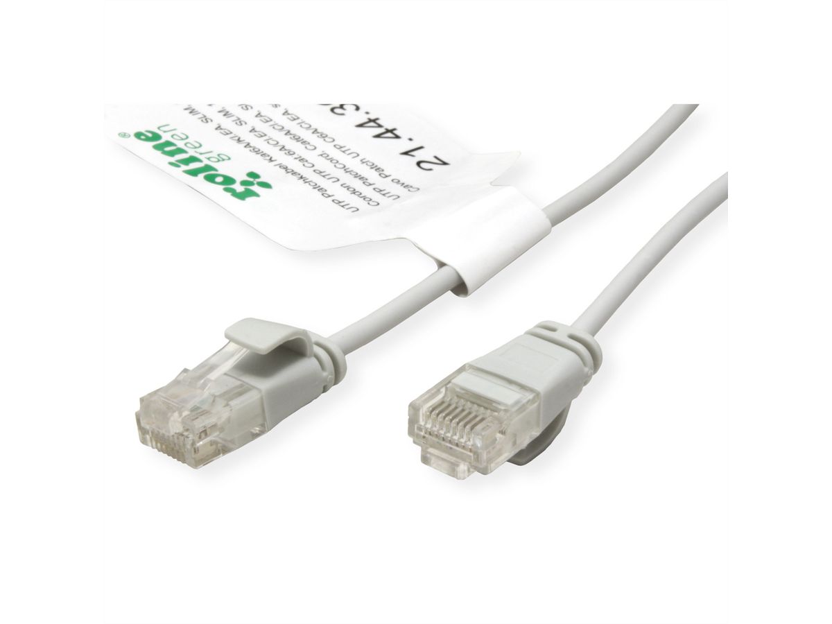 ROLINE GREEN UTP Patchkabel Kat.6A (Class EA), LSOH, slim, grau, 0,5 m
