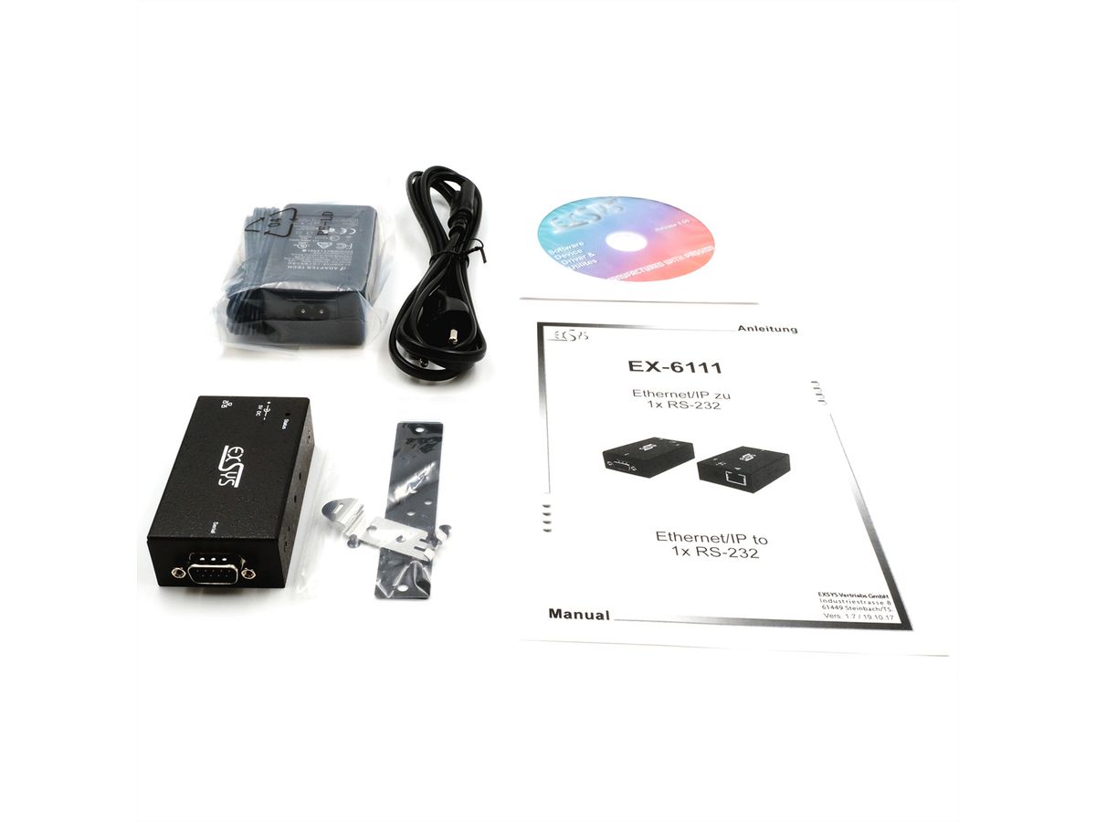 EXSYS EX-6111-2 1 Ethernet zu 1 x Seriell RS-232 inkl Netzteil