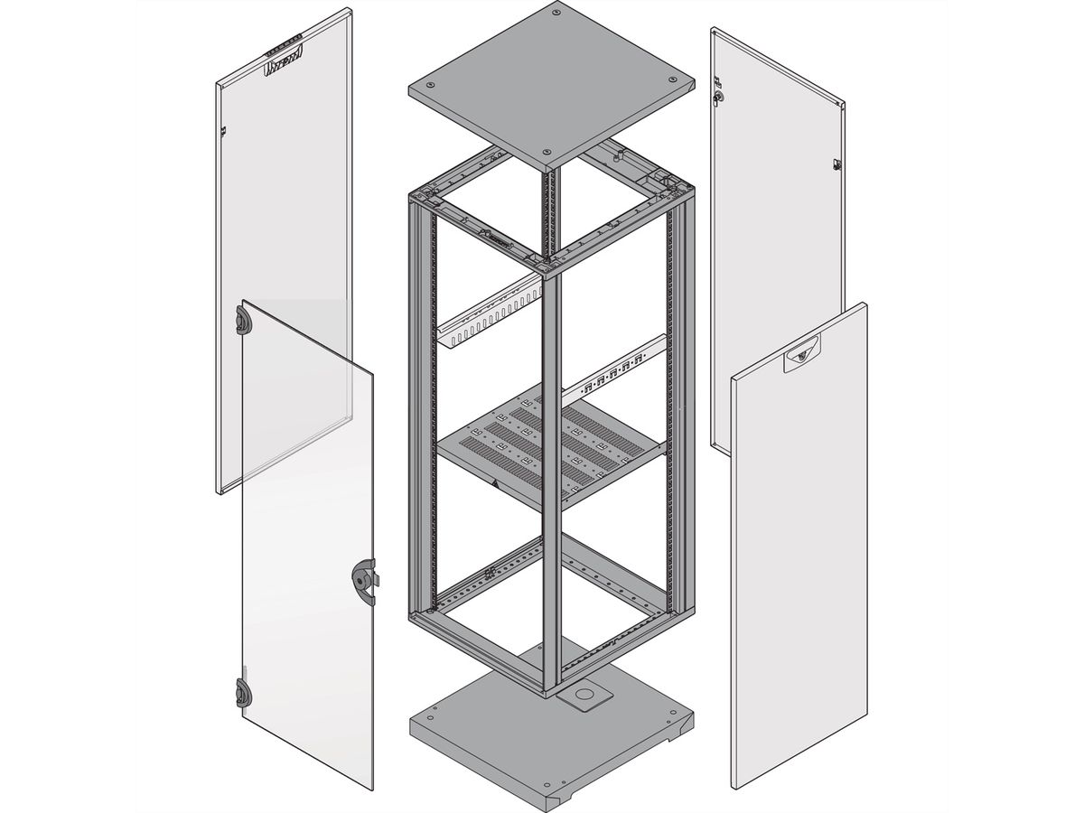 Cadre d'armoire Novastar SCHROFF, Heavy-Duty, 43 U 553W 500D