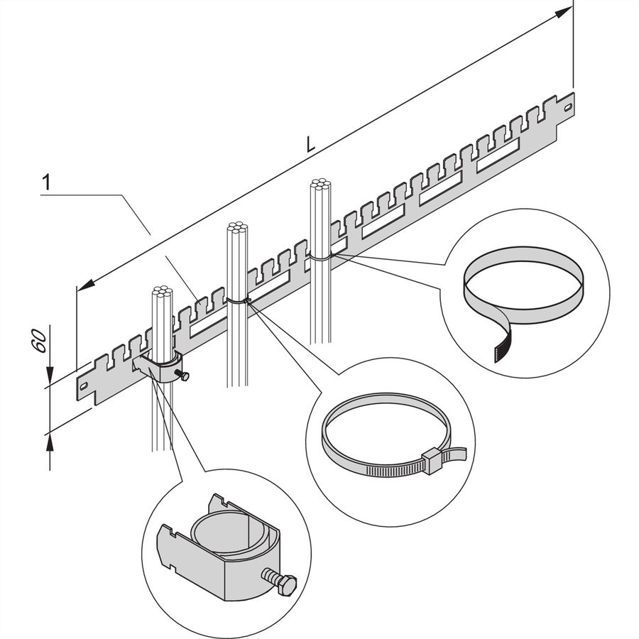 SCHROFF Kabelabfangschiene für die Schranktiefe - KABELABFANGSCHIENE 900T (2X)