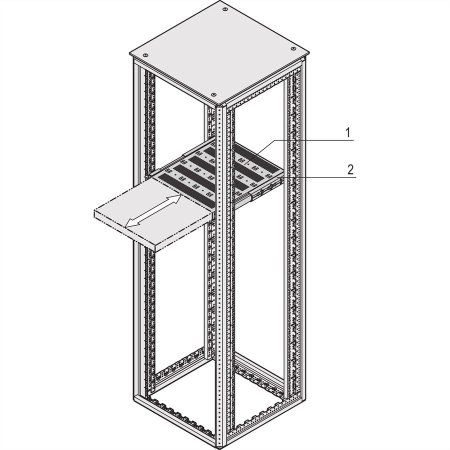 SCHROFF Varistar 19'' étagère, télescopique, 30 kg, RAL 7021, 600W 800D