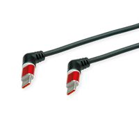 ROLINE Câble USB type C-C, M/M, rotation à 360°, 60W, spirale, rouge/noir, 1,5 m