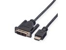 ROLINE Kabel DVI (18+1) ST - HDMI ST, schwarz, 10 m