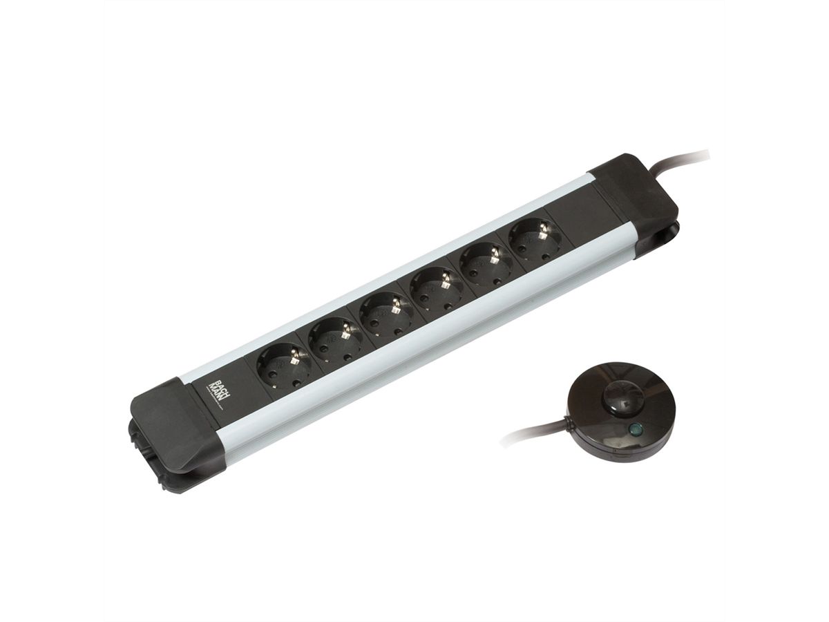 BACHMANN CONNECTUS Bâti de prises 6x contact de protection, interrupteur de pied, plastique, 1,5 m