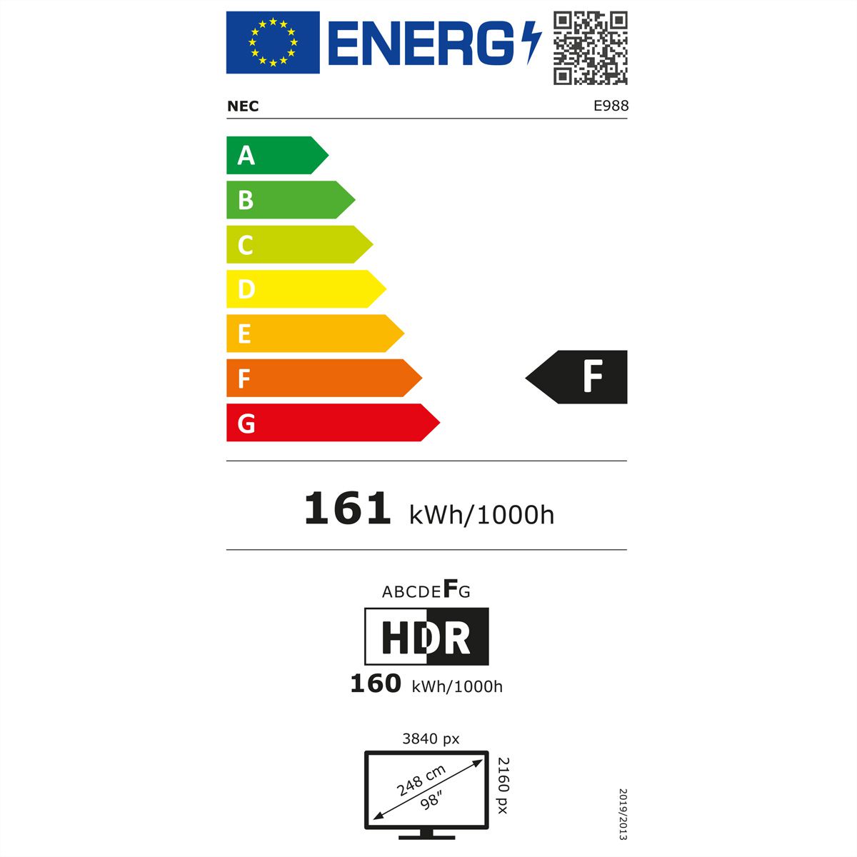 NEC Signage Display MultiSync E988, 98", UHD, 16/7, 350cd/m²
