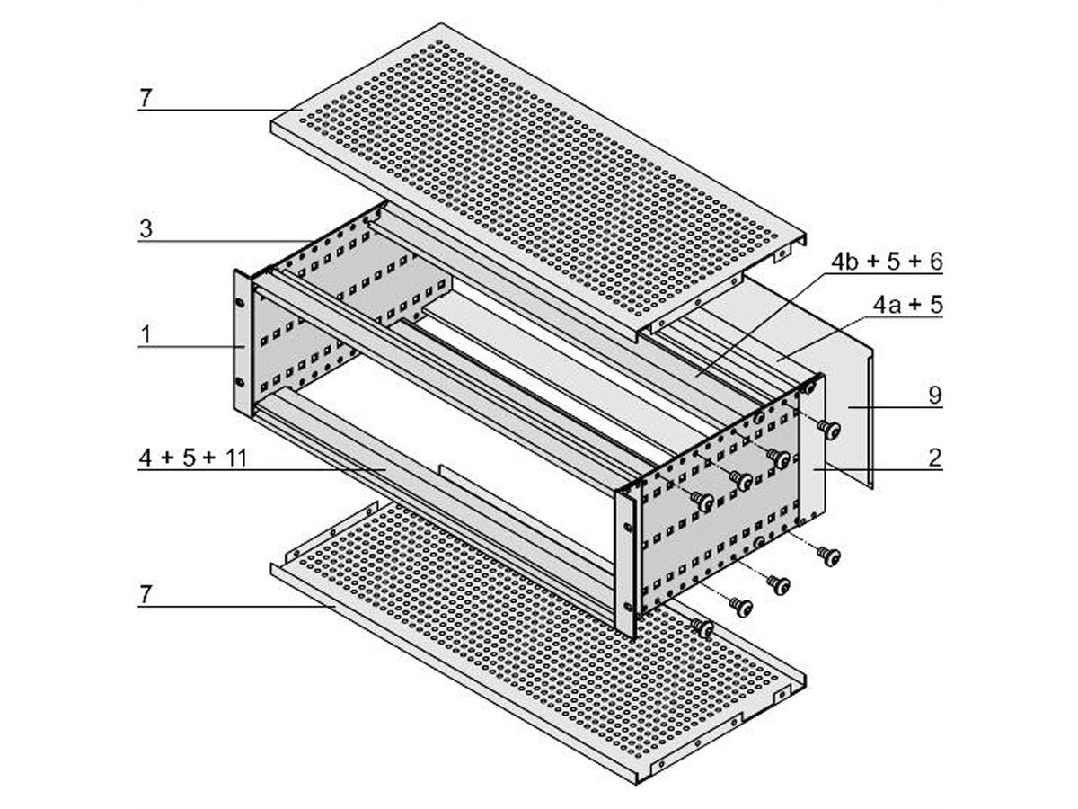 SCHROFF Bausatz, geschirmt, "flexible", zur Backplanemontage - BGTR PRO F 3HE 84TE 295T KD