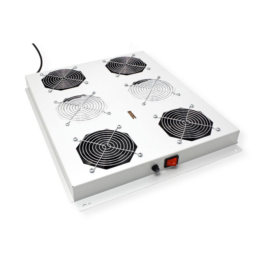 ROLINE 19-Zoll Dachlüftereinheit 4 Lüfter, Thermostat für Serverschrank grau