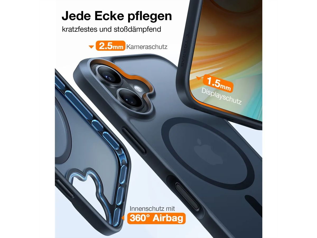 Torras Guardian Schutzhülle, iPhone 16, MagSafe, schwarz