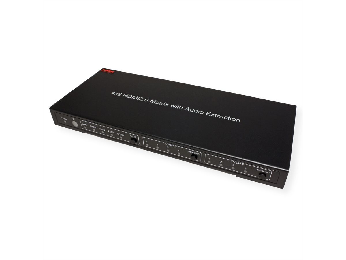 ROLINE 4K HDMI Matrix Switch, 4 x 2, mit Fernbedienung